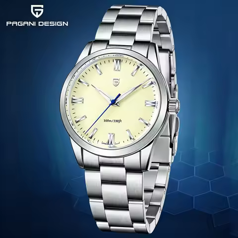 PAGANI DESIGN Original 38MM Men's Classic Fashion Quartz Watches TMI VH31 Sapphire Stainless Steel W