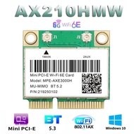 Wifi 6E ax210hmw Mini PCI-E Card Wi-Fi axe3000h 5374Mbps Bluetooth 5.3 802.11ax 2.4G/5G/6G Wifi 6 ax