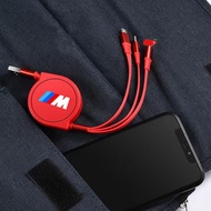 120cm 13A 3-in-1 Car Retractable USB Data Quick Charging Car Sticker For BMW E36  E46 E60  E87 E90 F