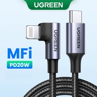 【MFI Certificate】UGREEN 90 Degree Right Angle MFI USB-C to L Cable Nylon Braided Fast Power Delivery