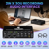 USB Audio Interface For PC Recording Music 2x2 Guitar Audio Interface For Podcasting