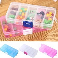 JJ CHEN Medicine Box Divider Jewelry Earring Storage Box/ Transparent/ 10 compartments box