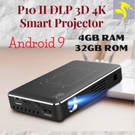 P10 II Smart DLP 3D 4K Projector 4GB RAM 32GB ROM Android 9 WiFi Bluetooth 4 Portable Movie Home Cin