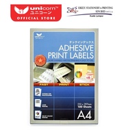UNICORN ADHESIVE PRINT LABELS A4 (100'S) CD/DVD 2 up A4