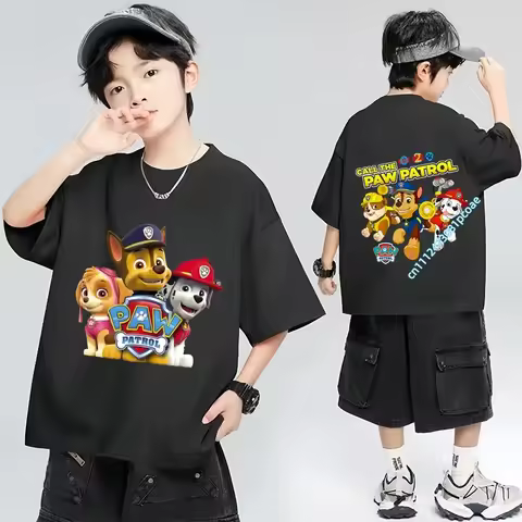 1-12 Years Old Children Pure Cotton Short Sleeve PAW Patrol Summer T-Shirt Boys' Sports Shirt Girls'