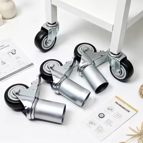 1.5-inch Round/Squar Tube (22mm To 56mm Size) Swivel Casters With Brakes/bearings For Shelves/storag
