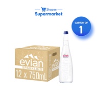 [1 Carton] Evian Sparkling Natural Mineral Water Glass (12x750ml)