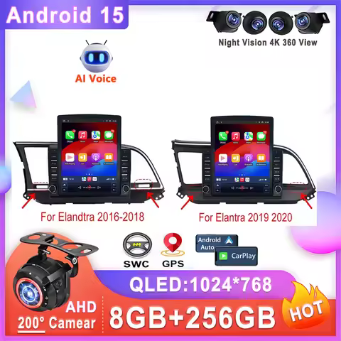 9.7 Inch Android 15 For Hyundai Elantra Avante AD 2015 - 2021 Android Auto Multimedia Radio Stereo T
