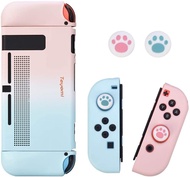 Protective Case for Nintendo Switch with 2 Pcs Thumb Grips, Hard Shell Cover Ergonomic TPU Grip &amp; ABS Protective Cover with Dockable, Shock-Absorption &amp; Anti-Scratch Design