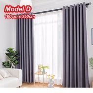 [8 Color] Langsir Raya Blackout Tebal Sliding Door Pintu Tingkap / Nordic Thick Curtain Plain Shading Living Room - Ring