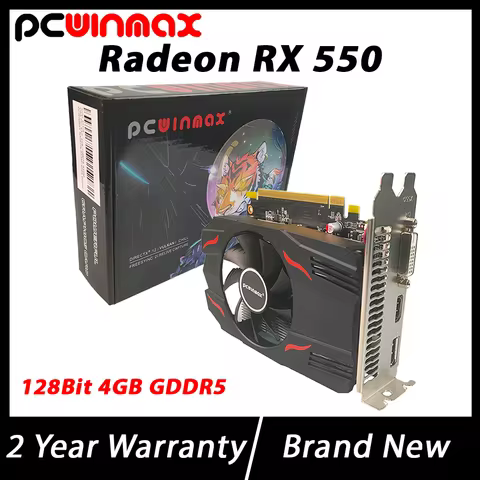 PCWINMAX New Radeon RX550 4GB GDDR5 128Bit HD DP DVI Ports PCIe 3.0 Single Fan Gaming GPU Graphics C