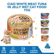 Ciao White Meat Tuna in Jelly 75g - Wet Cat Food, Meal Topper with Shirasu & Cuttlefish
