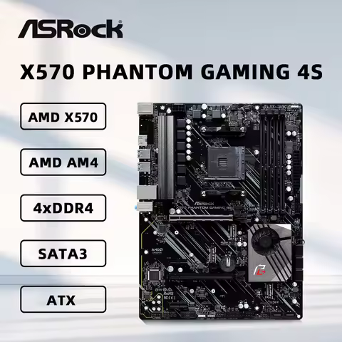 ASRock X570 Phantom Gaming 4S Motherboard Supports 5600 5600G 5700X 5800X3D CPU Socket AM4 4xDDR4 40