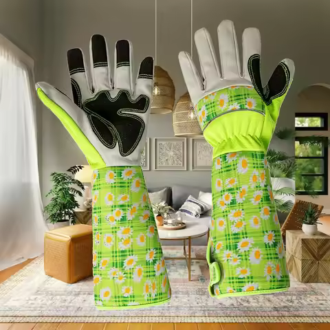2x Long Gardening Gloves, Garden Gloves, Multifunctional, Yard Work Gloves for