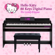 88 Keys Hello Kitty Piano Standard Keyboard Piano Digital Piano Full Size Key Multiple Functions 3 Pedals Electric Piano Two Seater Storage Bench High Quality Low Price Flip Piano Cover Piano Keyboard Cartoon Piano Keyboard Piano For Princess