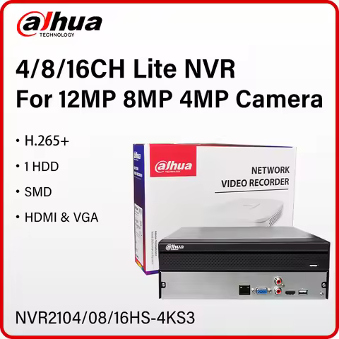 Dahua 8CH 16CH Compact 1U 1HDD Lite Network Video Recorder For 12MP 8MP 6MP 4MP 2MP IP Camera NVR210