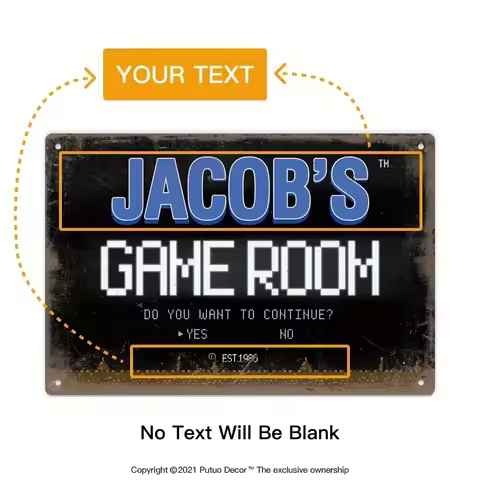 Vintage Customizable Tin Metal Sign 12x8 Inch [2D Flat] Custom Text Game Room Farmhouse Man Cave Dec