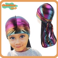 DIACHAMY Imitation Silk Pirate Hat, Long Tail Pre-Tied Elastic Headwrap, Children's Accessories Hip Hop Durag Baby Turban Hijab Kids