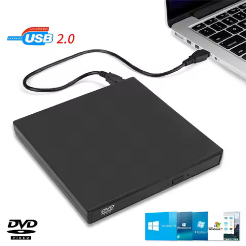 External CD DVD Drive, USB 2.0 Slim Protectable External CD-RW Drive DVD-ROM Burner Player for Lapto