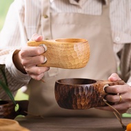 ⭐Creative Solid Wood Milk Cup Finland Cup Coffee Handle Cup Outdoor Camping Cup Portable Water Cup W