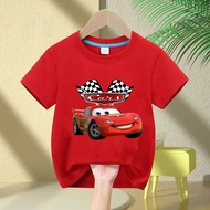 2026Cotton Summer Disney Car Pixar Lightning McQueen Print Baby Girls Clothes Boys T Shirt Kids T-Sh