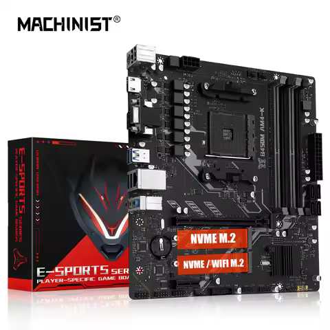 MACHINIST B450M-AM4-K ADM Motherboard Supports AM4 Series (Ryzen 1-5 CPU) DDR4 RAM Dual NVME M.2 Wit