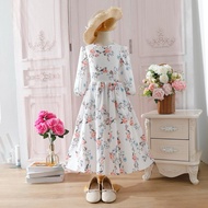 ML091 Jubah Kids Long Dress Girls Muslim Floral Print Jubah Budak Perempuan Kanak-Kanak 4Y-14Y [ REA