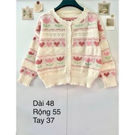 Pink, cream Wool coat, 2hand cardigan