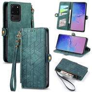 Phone Case For Samsung S20/S20+/S20 Ultra/S20FE/A10/A20/A30/A50/A50S/A30S/A70/A70S/A11/A21S/A31/A51/A71/M54 Retro Flip Leather Wallet Phone Cover Cards Bag Holder Zipper Casing