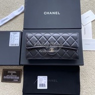 全新🌸 CHANEL 菱格長款小羊皮錢包 卡包 零錢包 手拿包 黑色  size：19×h10 5×3cm