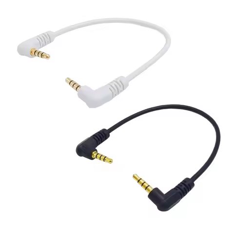 3.5mm TRRS 4 Pole 90° Male Angled to 3.5mm Male Jack Right Angle Audio Converter Adapter Cable Cord 