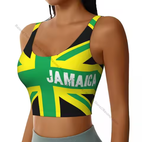 Sports Bra Women Running Yoga Clothes Vest Jamaica Kingdom Flag Gathering Fitness Vest