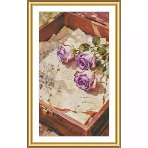 ZZ8211-Rose Books 18CT 14CT 16CT 11CT Print Canvas Cross Stitch DIY Set Kit Needlework Embroidery 10