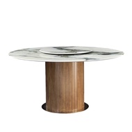 Arturo - Maru Solid Wood Marble Top Round Dining Table