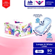 Libresse Longer & Wider Slim Pantyliner 19cm (90s) Box - Breathable & No Crumple