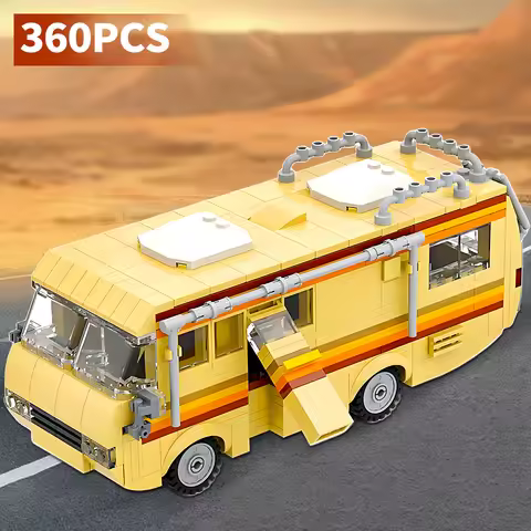 MOC Classic Movie Breaking Bad Cooking Lab RV Car Building Blocks Kit Bus Vehicle DIY Educational Mo