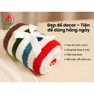 (BUY 1 GET 1 FREE) BCOM Premium 7-Color Striped Artificial Fur Blanket - Large Size 2m3 x 2m3 (Code 