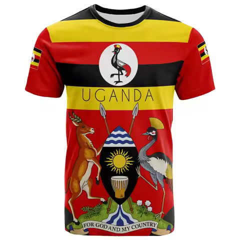 Uganda Flag Graphic T-shirts For Men Uganda Emblem National Day Short Sleeve Oversized Tshirt Tops M