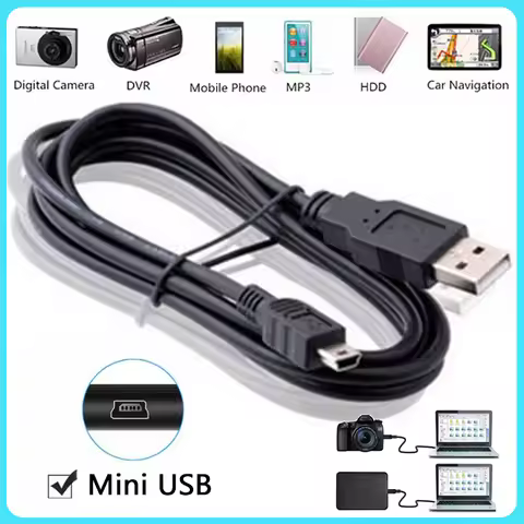 【Fast Delivery】Mini USB Cable 0.5M 1M 1.5M 2M 3M Mini USB Charger Data Cable 480Mbps 5 Pin B For Cam