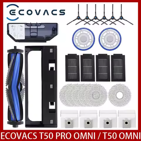ECOVACS T50 PRO OMNI /T50PRO / T50 OMNI Robot Vacuum Spare Parts Main Side Brushes Mop Cloths HEPA F