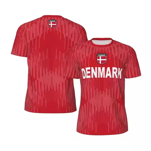 Fashion Denmark Pattern T Shirts Men Outdoor Sports Soccer T-shirt Kids 3D Printed Football Short Sl