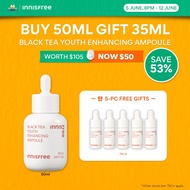 [6.6 Sale: BUY 50ML GIFT 35ML] INNISFREE Black Tea Youth Enhancing Ampoule 50ml - Anti Aging & Wrink