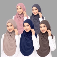 TUDUNG SARUNG TWISTER MOSSCREPE PLAIN Awning Lazy Hijab