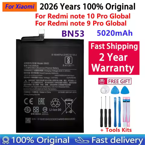 100% Original New 5020mAh BN53 Battery for Xiaomi Redmi note 10 Pro global/Redmi note 9 Pro global B
