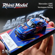 Rhino Model 1/64 Verstappen Red Bull Mercedes-Benz AMG GTS Diecast Car Model Alloy Simulation Collec