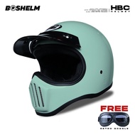 NEWEST Cakil HBC Helmet Mint Glossybiru Retro Full Face Helmet SNI