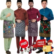 SEDONDON Baju Melayu Ayah& Anak Paloma Parel Skin Soft Slim Fit 2Y-XXL Olympic Sage Green rich brown