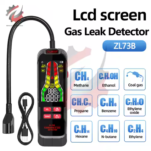 ZL73B ZL72B Gas Leak Detector 50-100000ppm Rechargeable Combustible Gas Natural Methane CH4 CO Analy