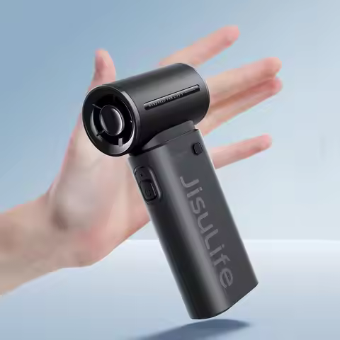 JISULIFE Portable Handheld Turbo Fan with 5000mAh 18H Rechargeable Battery Super Strong Wind Multipu