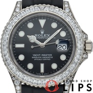 勞力士遊艇名仕型 42 腕錶，鑲鑽錶圈，鑲鑽錶耳，226679TBR，附原廠錶盒、保固卡，18K 白金/橡膠錶帶，男士腕錶，黑色，拋光，成色極佳 [二手]